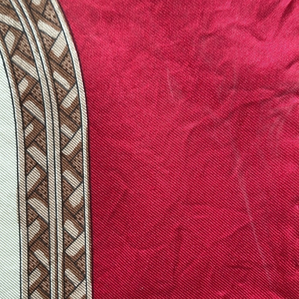 Trussardi Silk Scarf Elegant Red and Gold Scarf - Picture 9 of 17